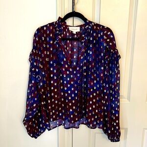 Women’s deep purple blouse with mettalic gold